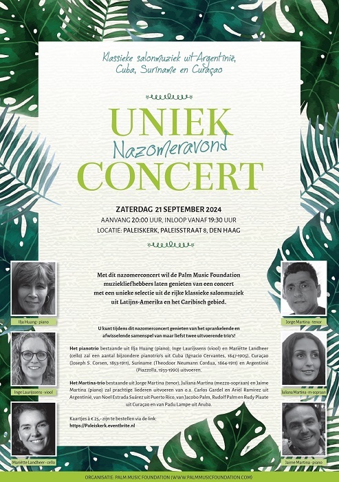 Uitnodiging Palm music foundation Nazomerconcert Ocan Caribisch 