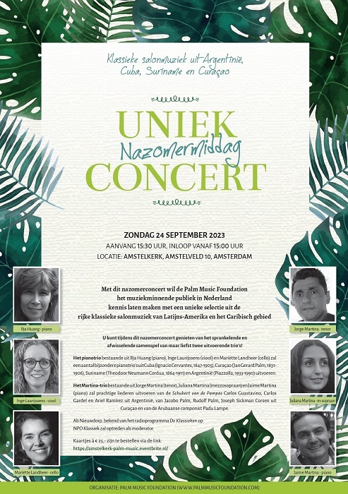 Uitnodiging Palm music foundation Uniek Zomerconcert 2023 Amstelkerk WEB Ocan caribisch 