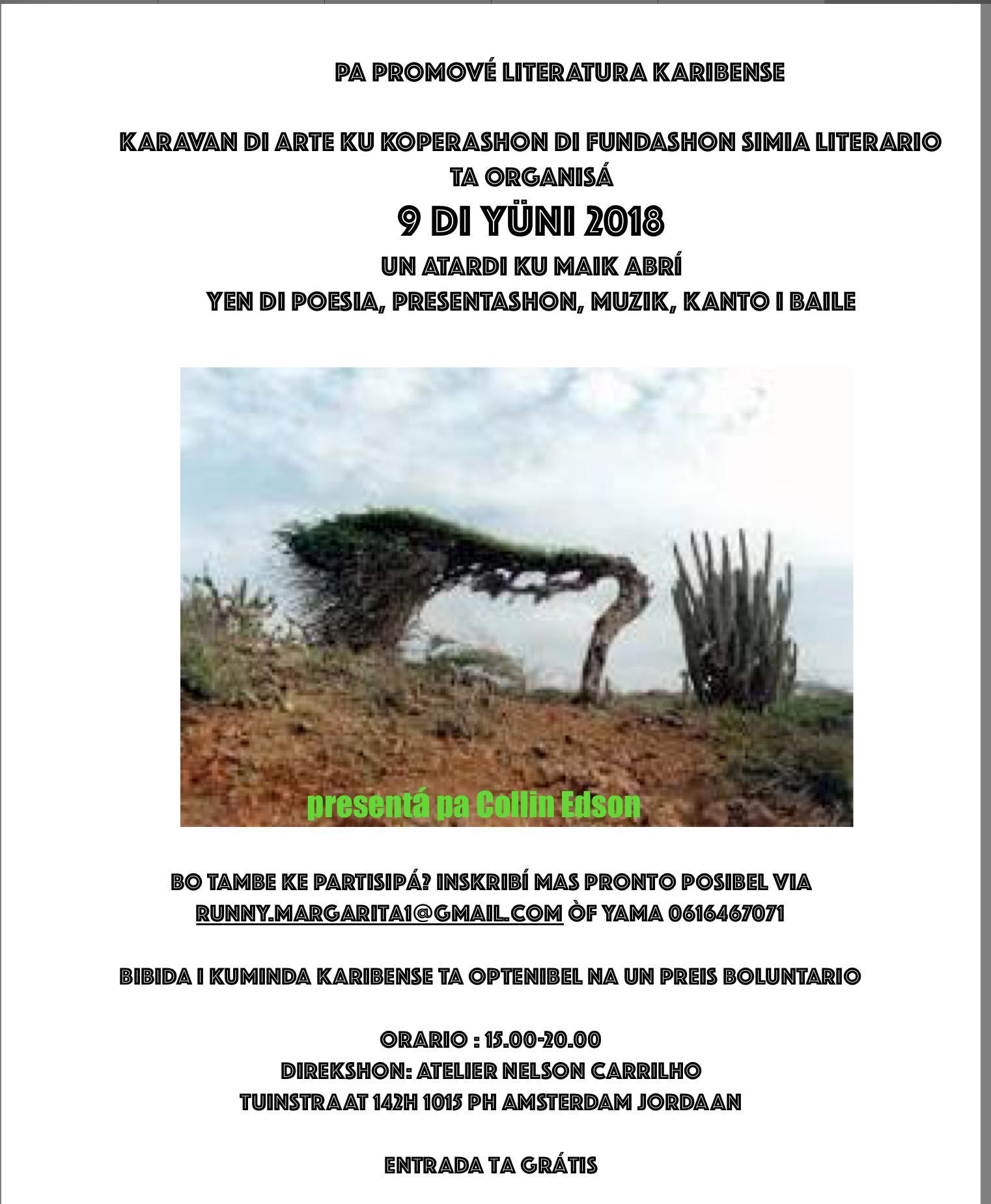  9 yüni 2018 Papiamentu Simia Literario Ocan caribisch